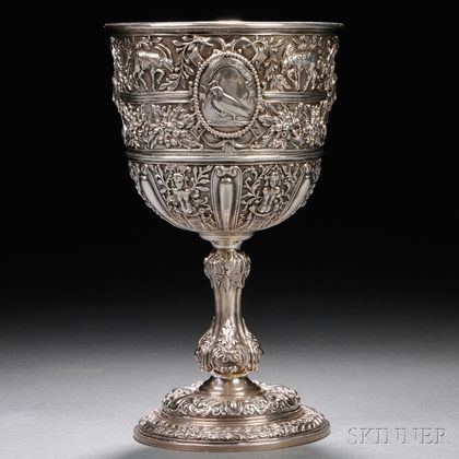 Victorian Cellini Pattern Sterling Silver Goblet