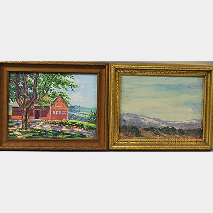 Two Framed 20th Century Landscapes: Roy B. Peebles (American, 1899-1957),Broad Landscape with Hills
