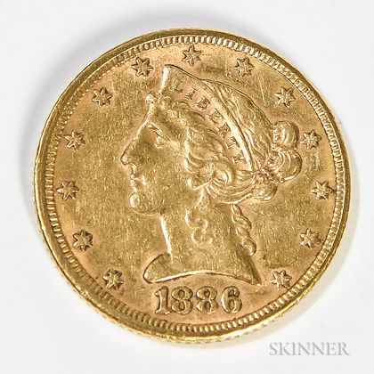 1886 $5 Liberty Head Gold Coin