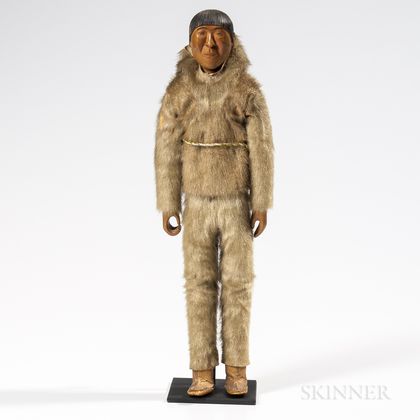 Eskimo Carved Wood Doll