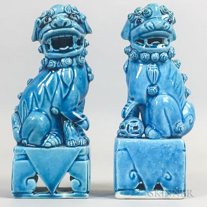 Pair of Turquoise Shishi Lions