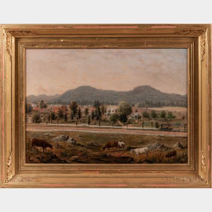 American School, Late 19th Century Country Landscape with Greek Revival House