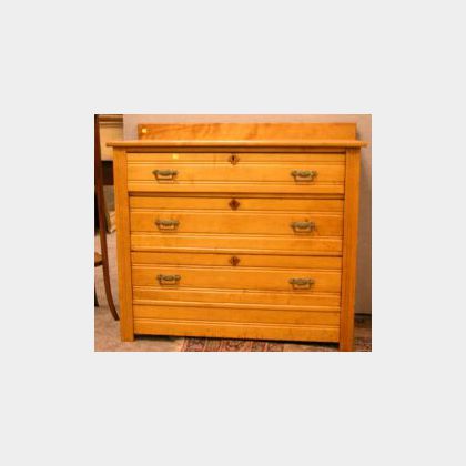 Late Victorian Maple Three-Drawer Chest. 