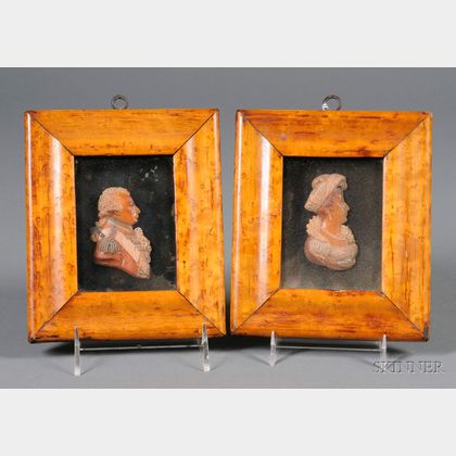 Two Framed English Wax Portraits