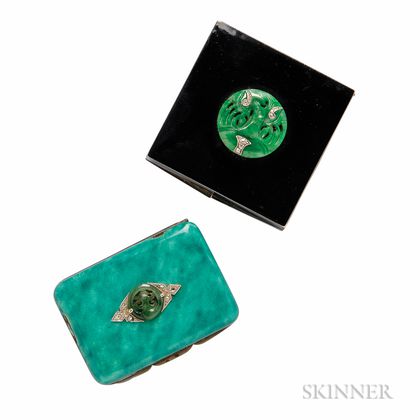 Two Enamel Compacts