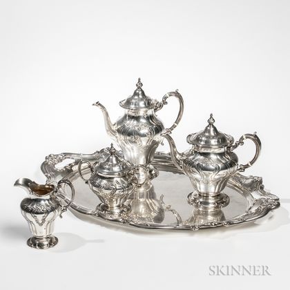 Five-piece Gorham "Chantilly" Pattern Sterling Silver Tea and Coffee Service