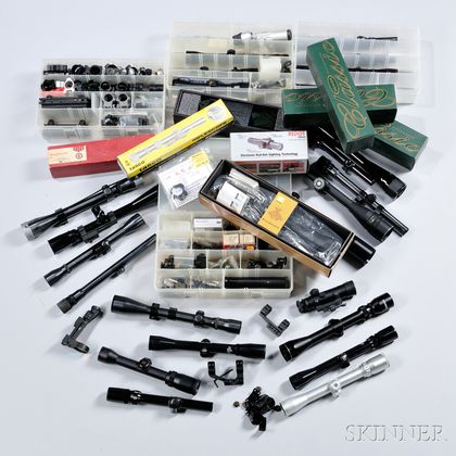 Group of Gun Scopes and Related Accessories