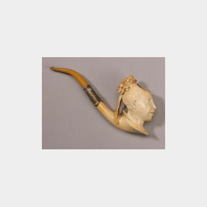 Meerschaum Pipe Carvedas the Bust of an Asian Lady