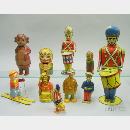 Ten Lithographed Tin Mechanical Toys