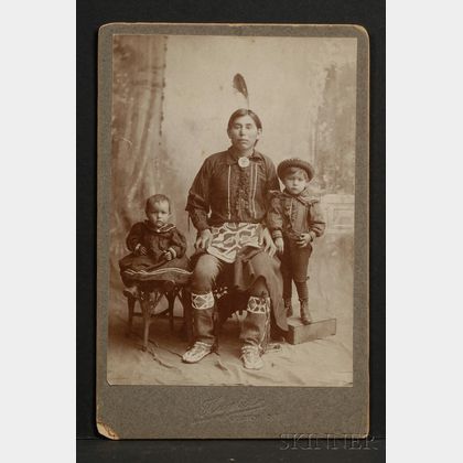 Cabinet Card of a Prairie Man and Two Children