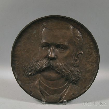 Hugh Cairns (Massachusetts, 1861-1942) Bronze Plaque Depicting a Gentleman with a Mustache.