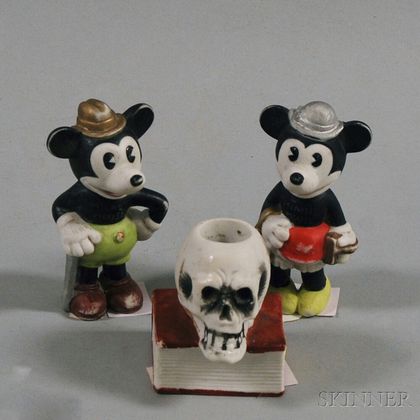 Three Japanese Bisque Porcelain Figures