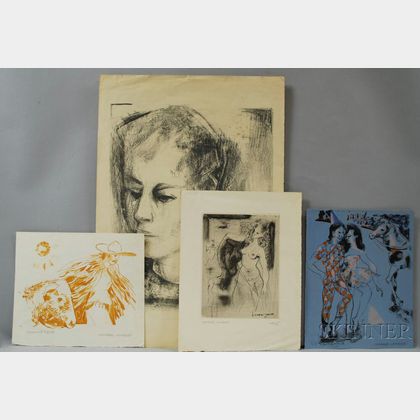 Georges Lambert (French, 1919-1998) Four Prints: Jeune Homme , Petit Cirque , Mexican et Ane