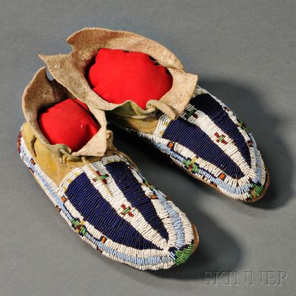Cheyenne Beaded Hide Youth's Moccasins