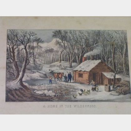 Currier & Ives Print A Home in the Wilderness