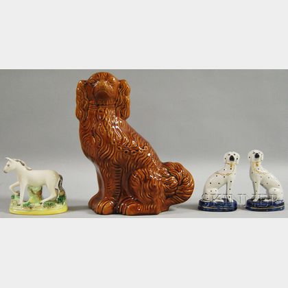 Four English Staffordshire Animal Figures