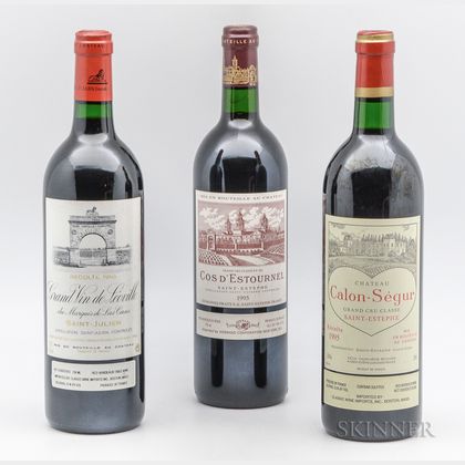 Mixed 1995 Bordeaux, 3 bottles 