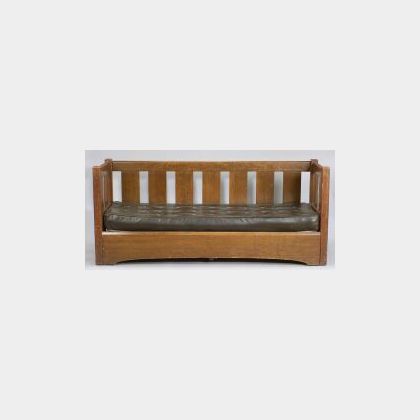 L. & J. G. Stickley Oak Settle with Trundle Bed
