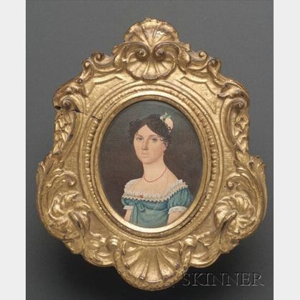 Portrait Miniature of a Woman in a Blue Empire Dress