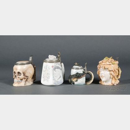 Four Porcelain Steins