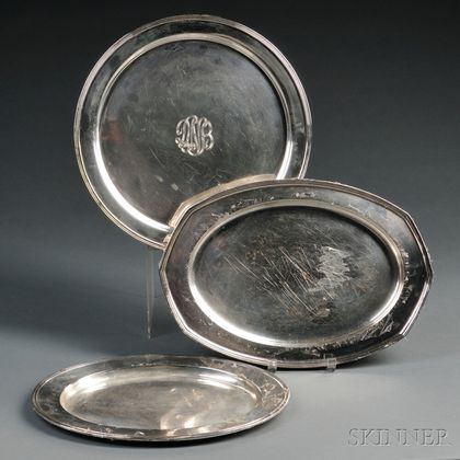 Three Assorted Sterling Silver Serving Trays
