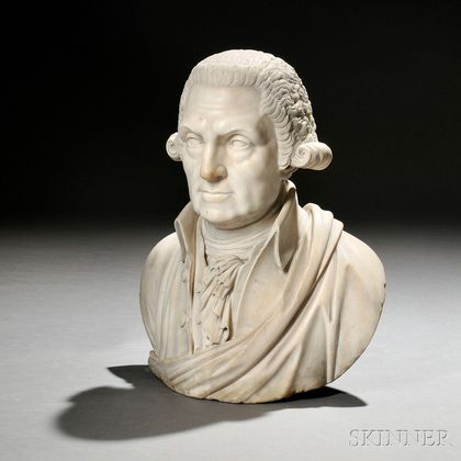 American School, 19th Century White Marble Bust of George Washington