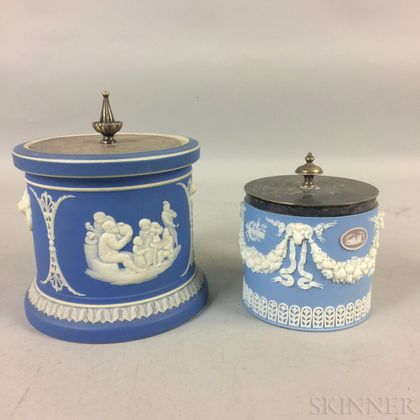 Two Wedgwood Jasper Biscuit Jars