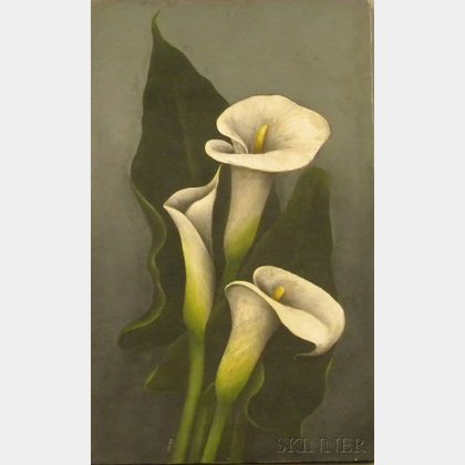 Unframed Oil on Canvas of Calla Lilies