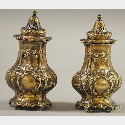 Pair of Gorham Rococo-style Sterling Silver Casters