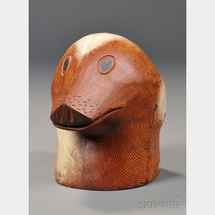 Carved and Painted Cedar Seal Head