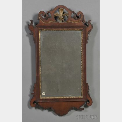 Chippendale Walnut Carved and Incised Parcel-gilt Mirror