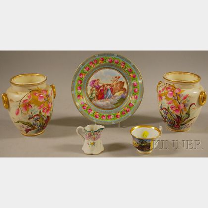 Five Pieces of Assorted Decorated Ceramics