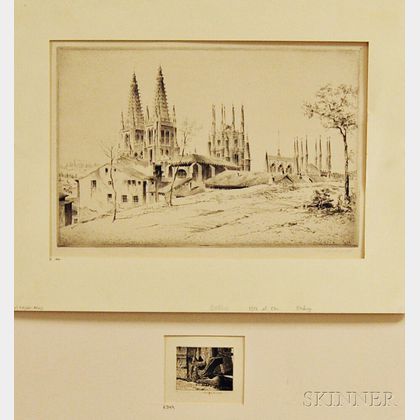 John Taylor Arms (American, 1887-1953) Two Unframed Etchings: Burgos