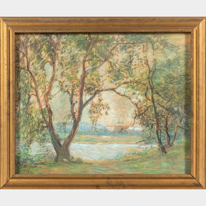 Arthur Clifton Goodwin (American, 1866-1929) Summer Pond View through the Trees