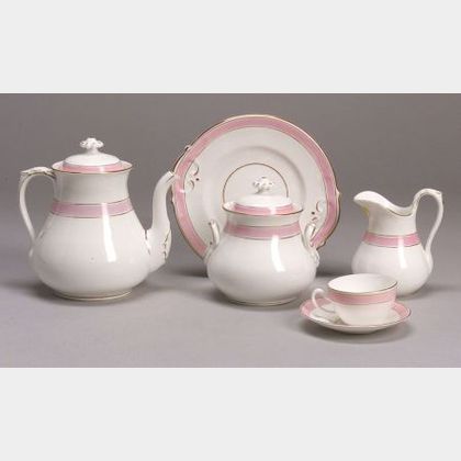 Paris Porcelain Pink Banded Tea Service for Eight