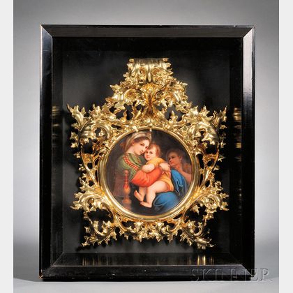 German Painted Porcelain Plaque After Raphael's Madonna della Sedia