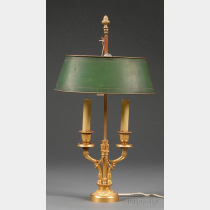 Louis XVI Style Gilt Bronze Two-light Bouillote Lamp
