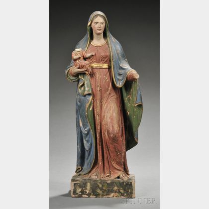 Polychrome and Gilt Terra-cotta Statue of the Madonna and Child