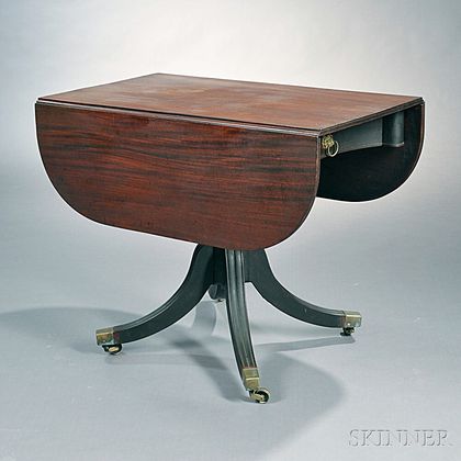 Federal Carved Mahogany and Mahogany Veneer Table