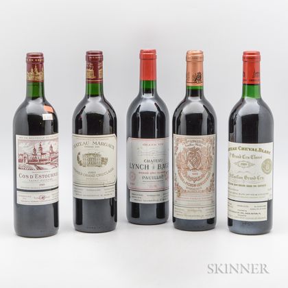 Mixed 1989 Bordeaux, 5 bottles 