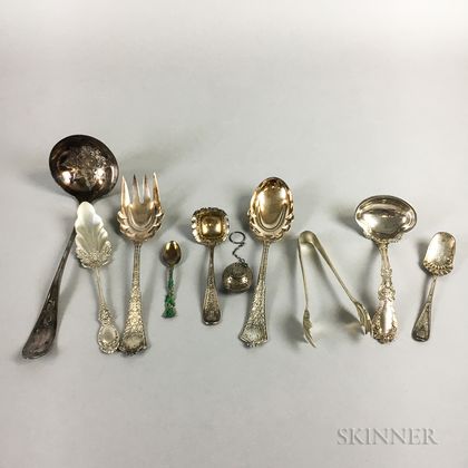 Group of Sterling Silver Flatware and a Silver-plated Ladle