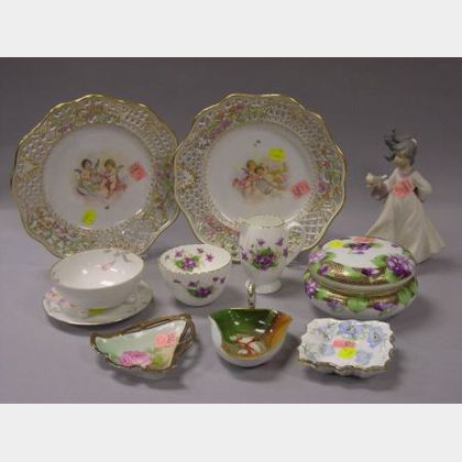 Twelve Pieces of Assorted Decorated Porcelain Tableware and Collectibles