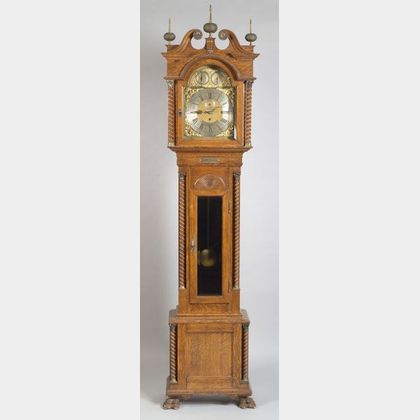 Chippendale-style Oak Long Case Clock