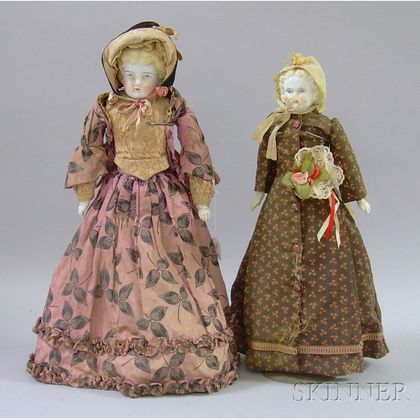 Two Large Blonde China Head Dolls