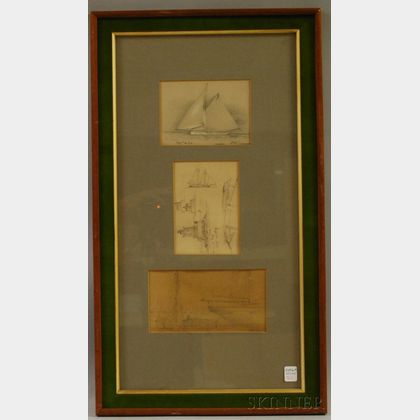 Four Framed Marine Themed Works: Frederick Seeth (American, 1845-1929)