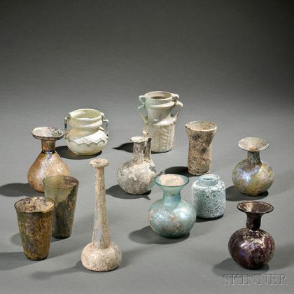 Twelve Roman-style Glass Vessels