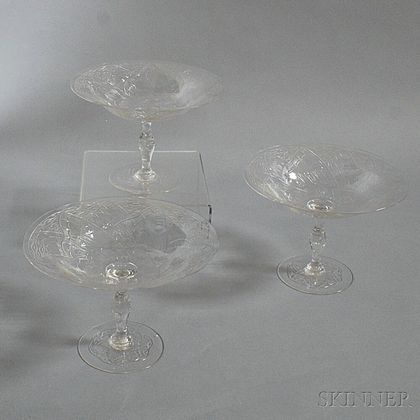 Set of Three Pressed Glass Compotes