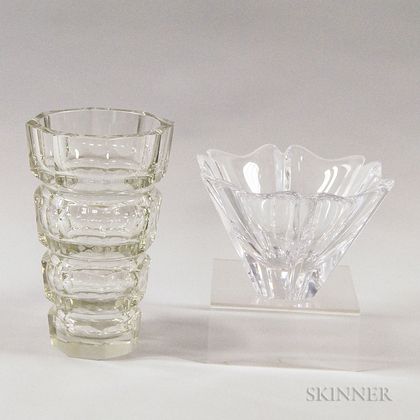 Orrefors Colorless Glass Bowl and a Vase