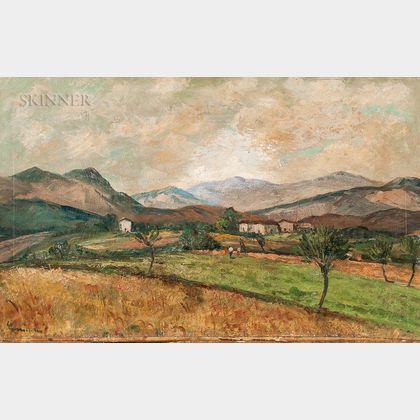 Italian School, 20th Century Landscape with Distant Mountains