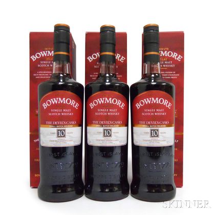 Bowmore The Devils Casks 10 Years Old, 3 750ml bottles (oc) 